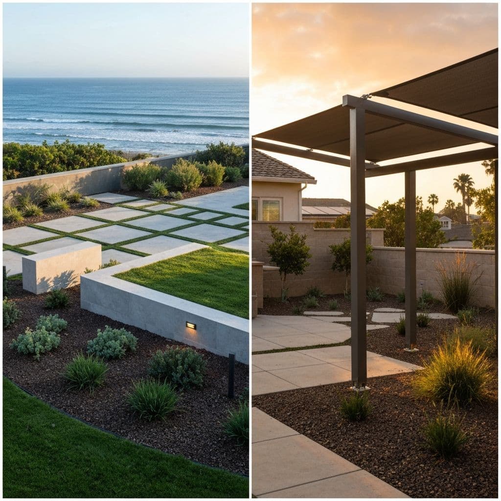 Regional San Diego outdoor design showing different microclimates - coastal and inland areas