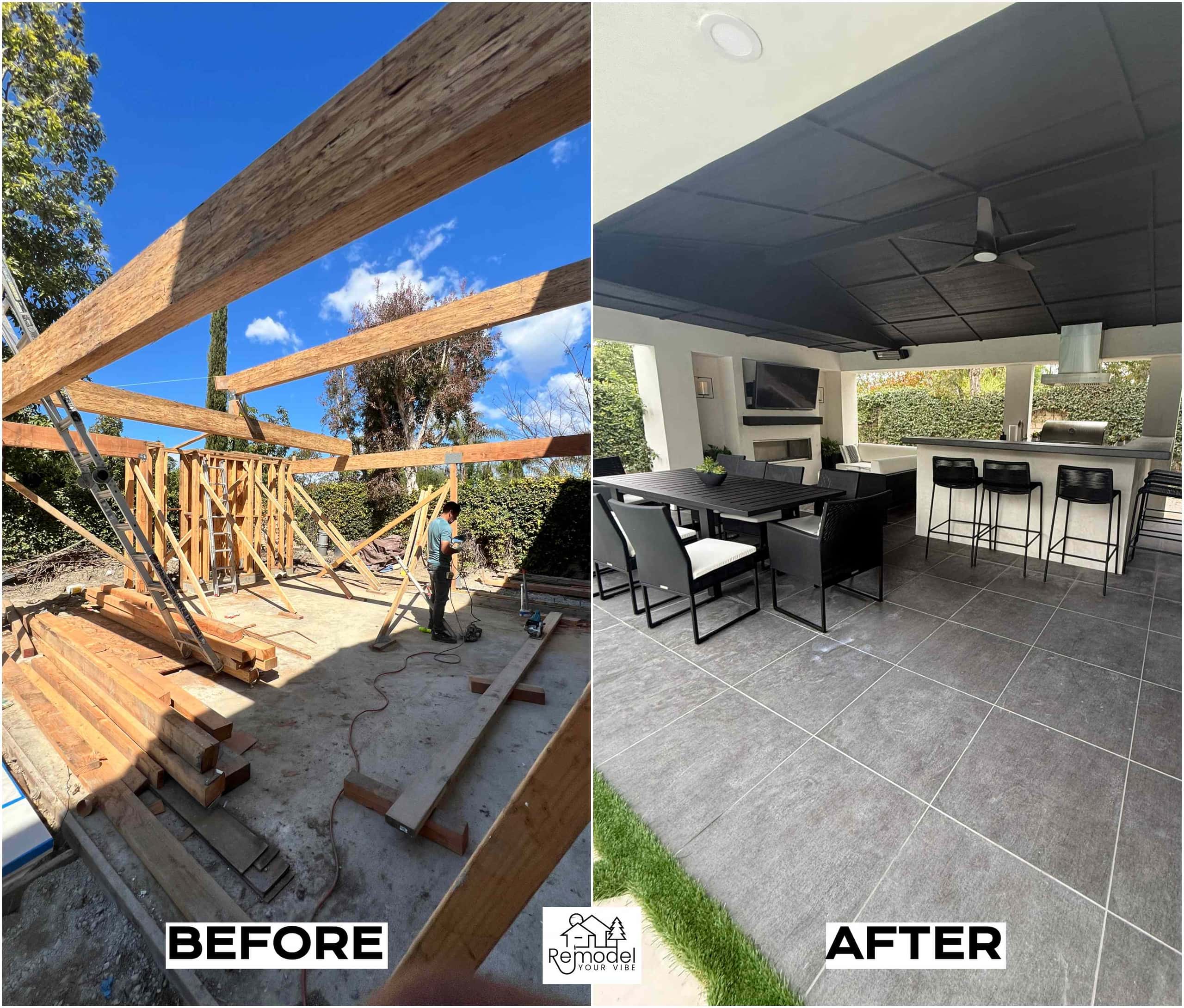 Covered Patio & Dining, before and after