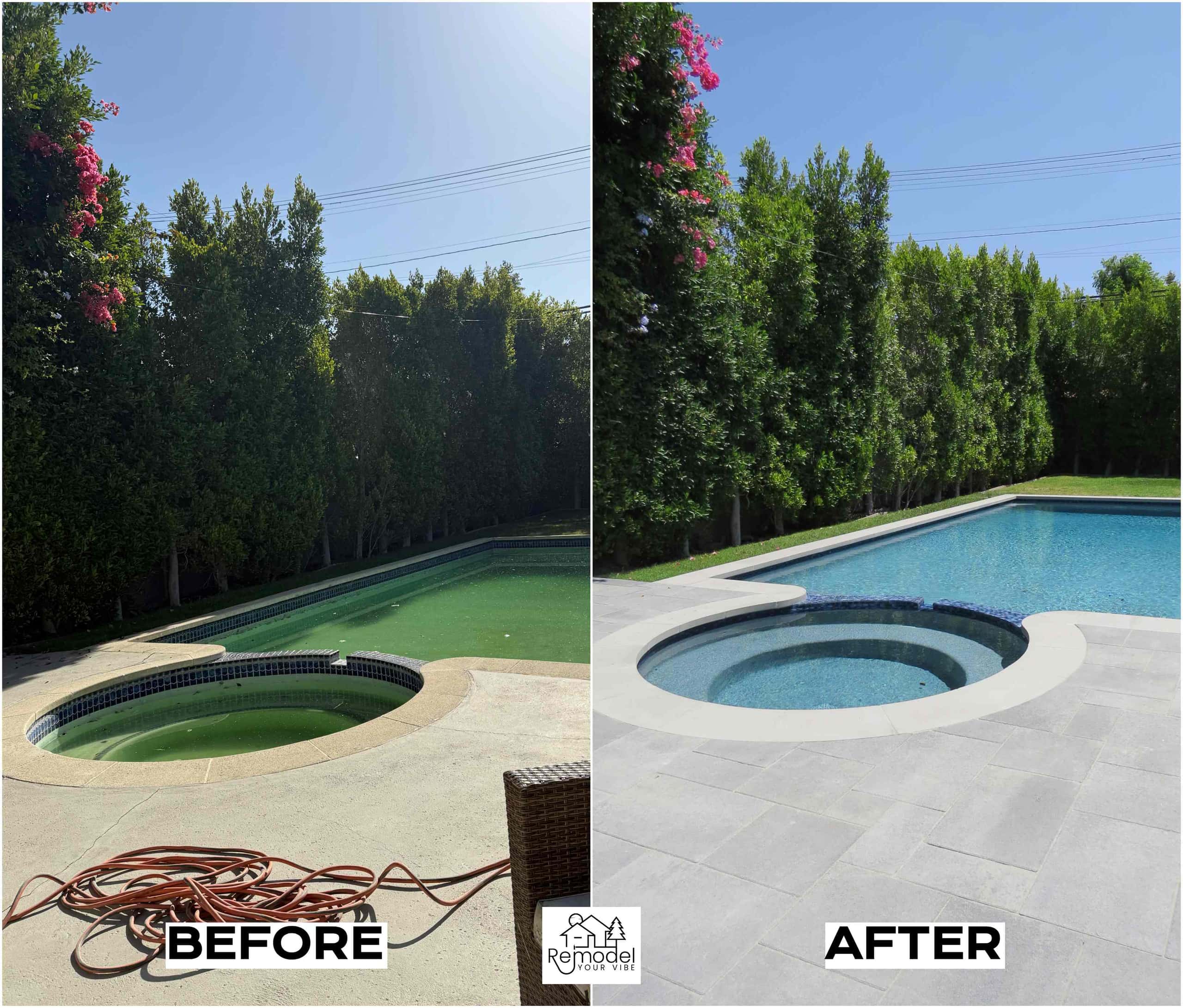 Resort-Style Pool & Spa, before and after