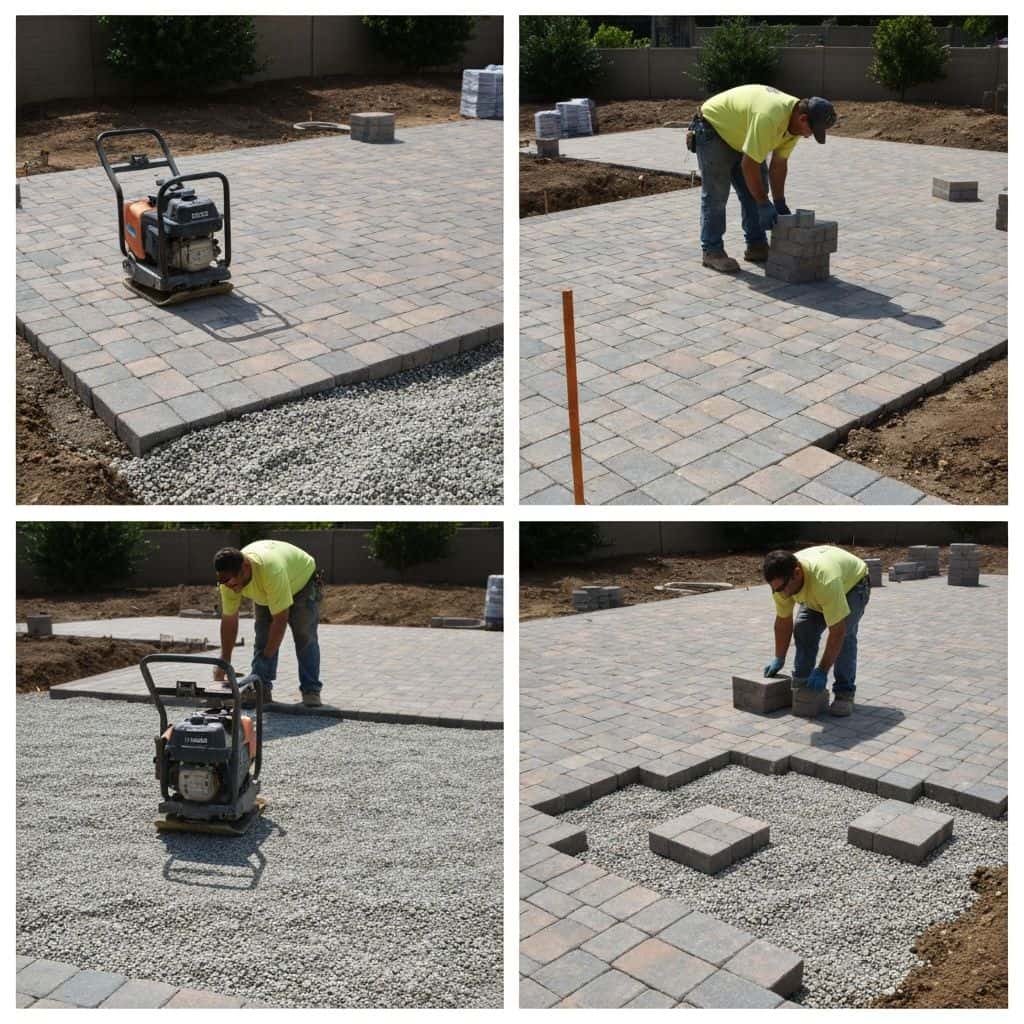 Proper base preparation for paver installation showing compacted aggregate