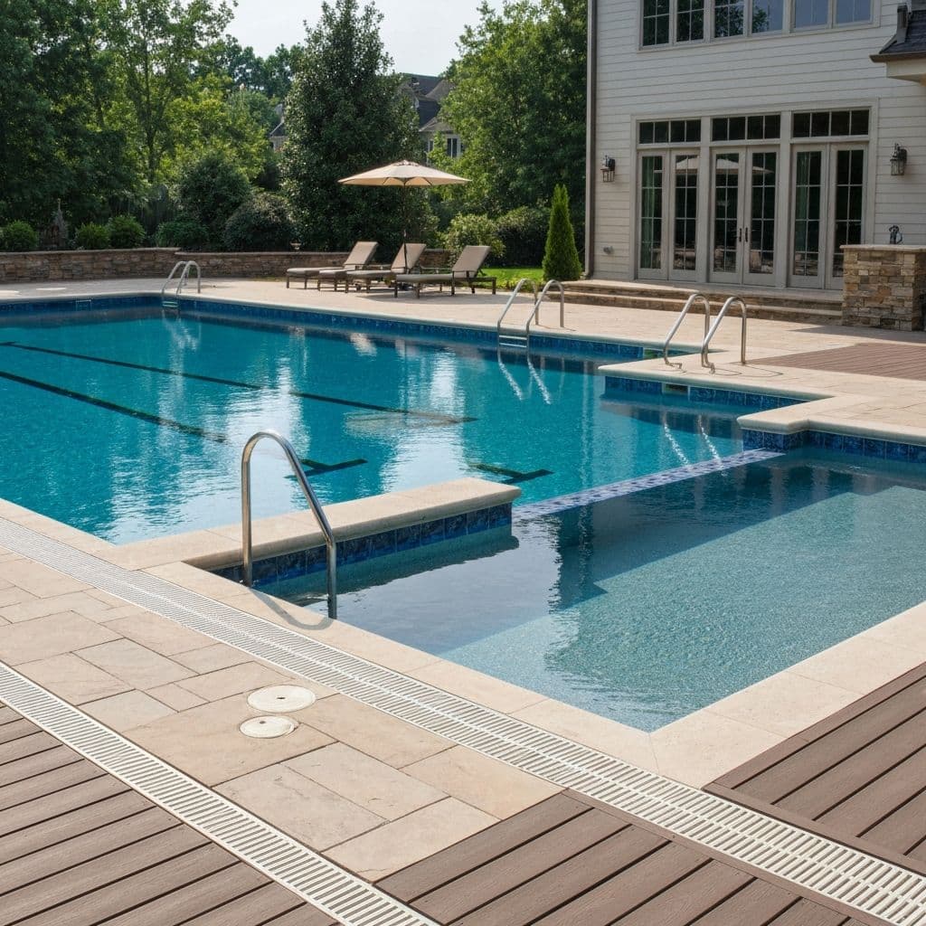 Pool design showing proper equipment access and safety features