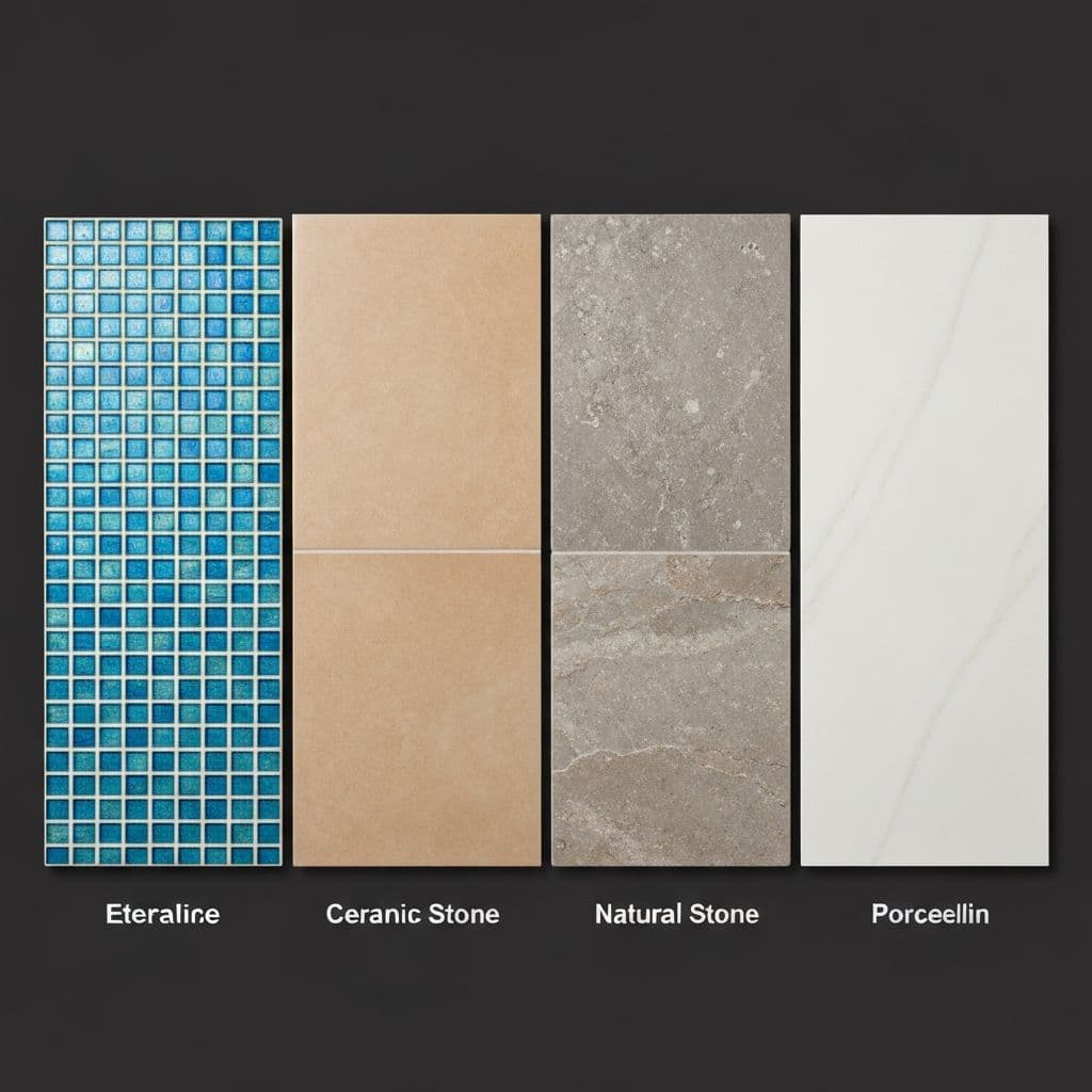 Comparison of glass, ceramic, stone, and porcelain pool tiles
