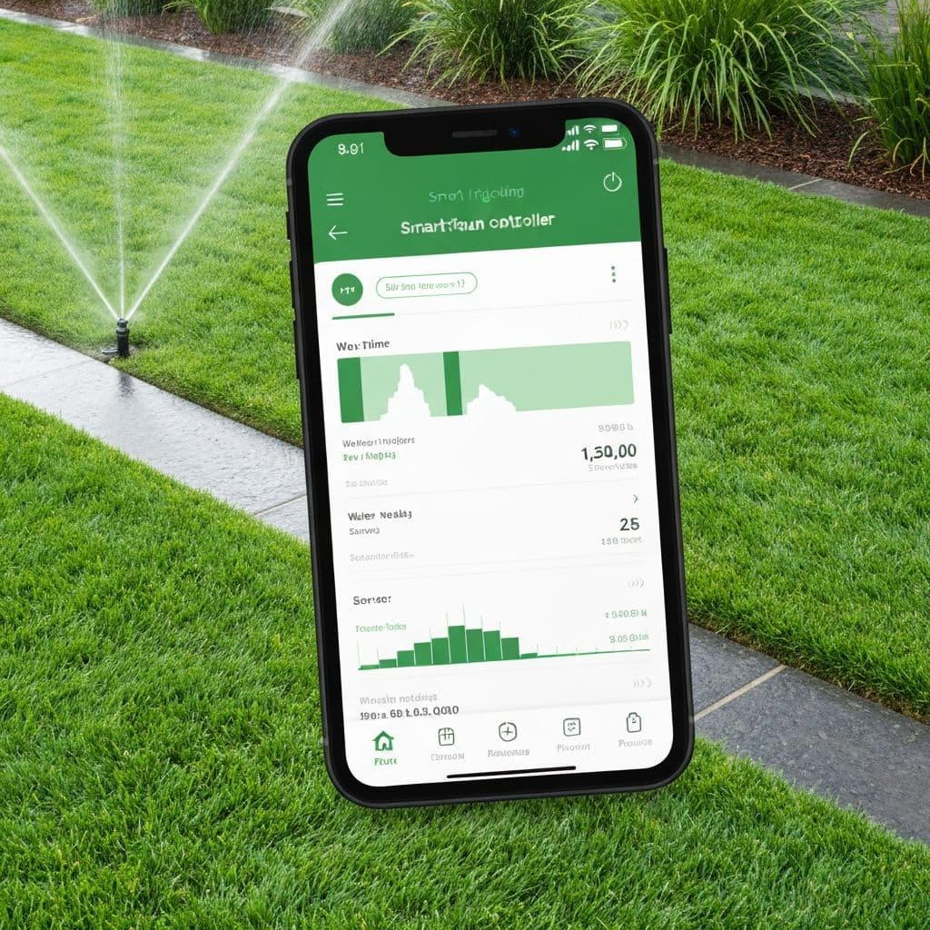 Smart irrigation controller displayed on smartphone app