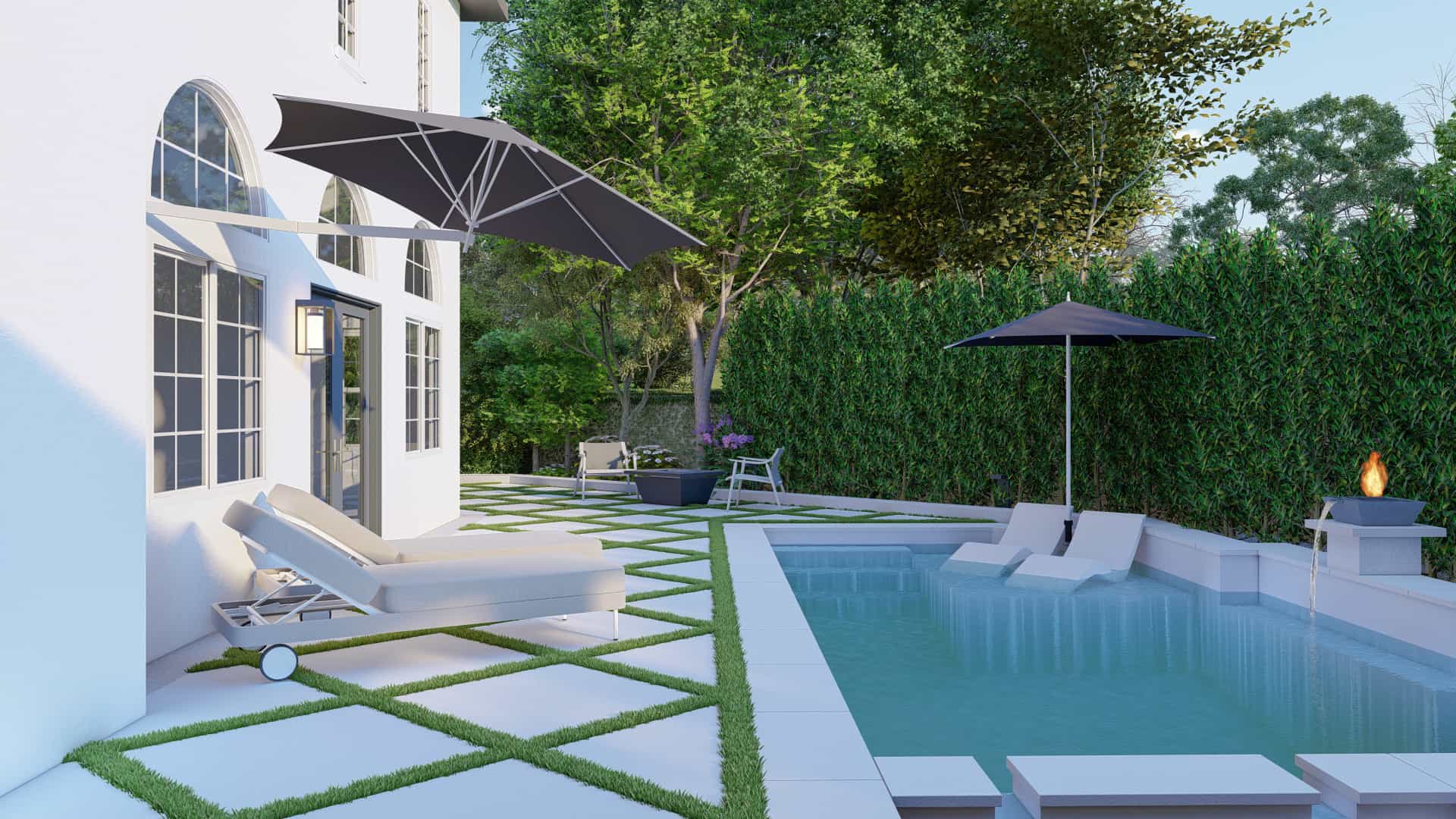 Pool design with modern architecture