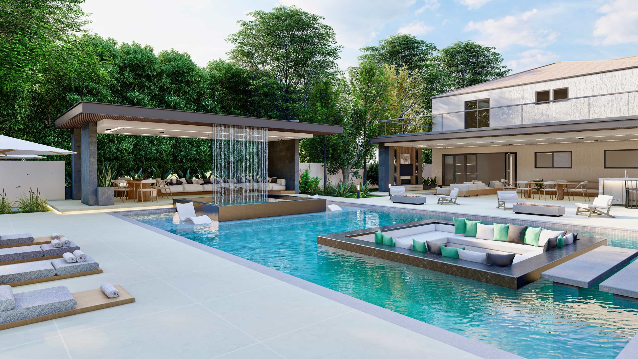 Premium pool design with landscaping