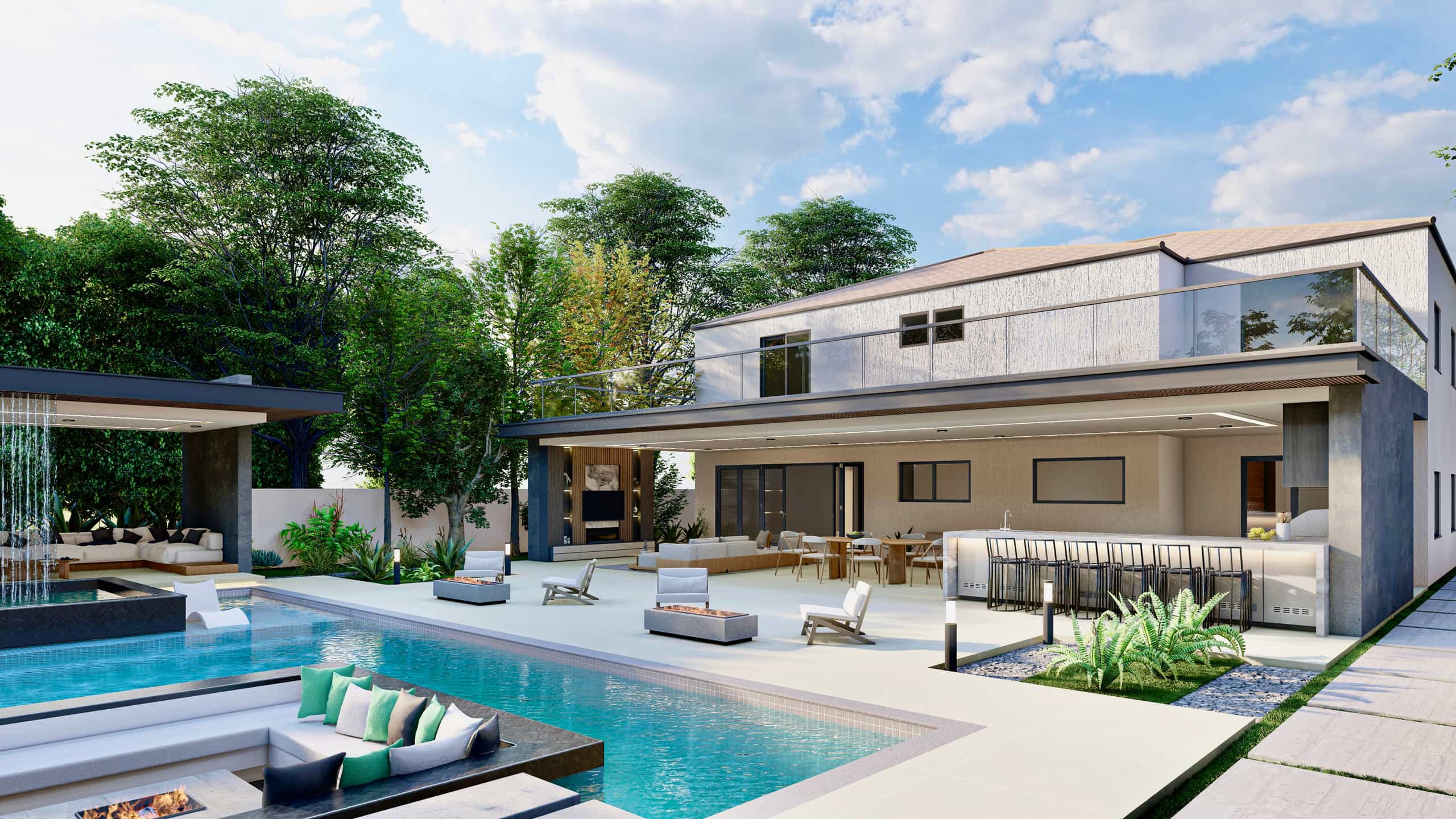 Luxury home with pool and modern architecture